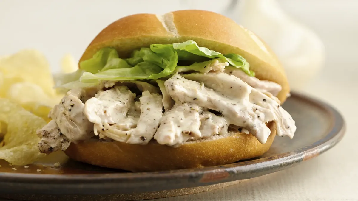 Slow Cooker Chicken Caesar Sandwiches